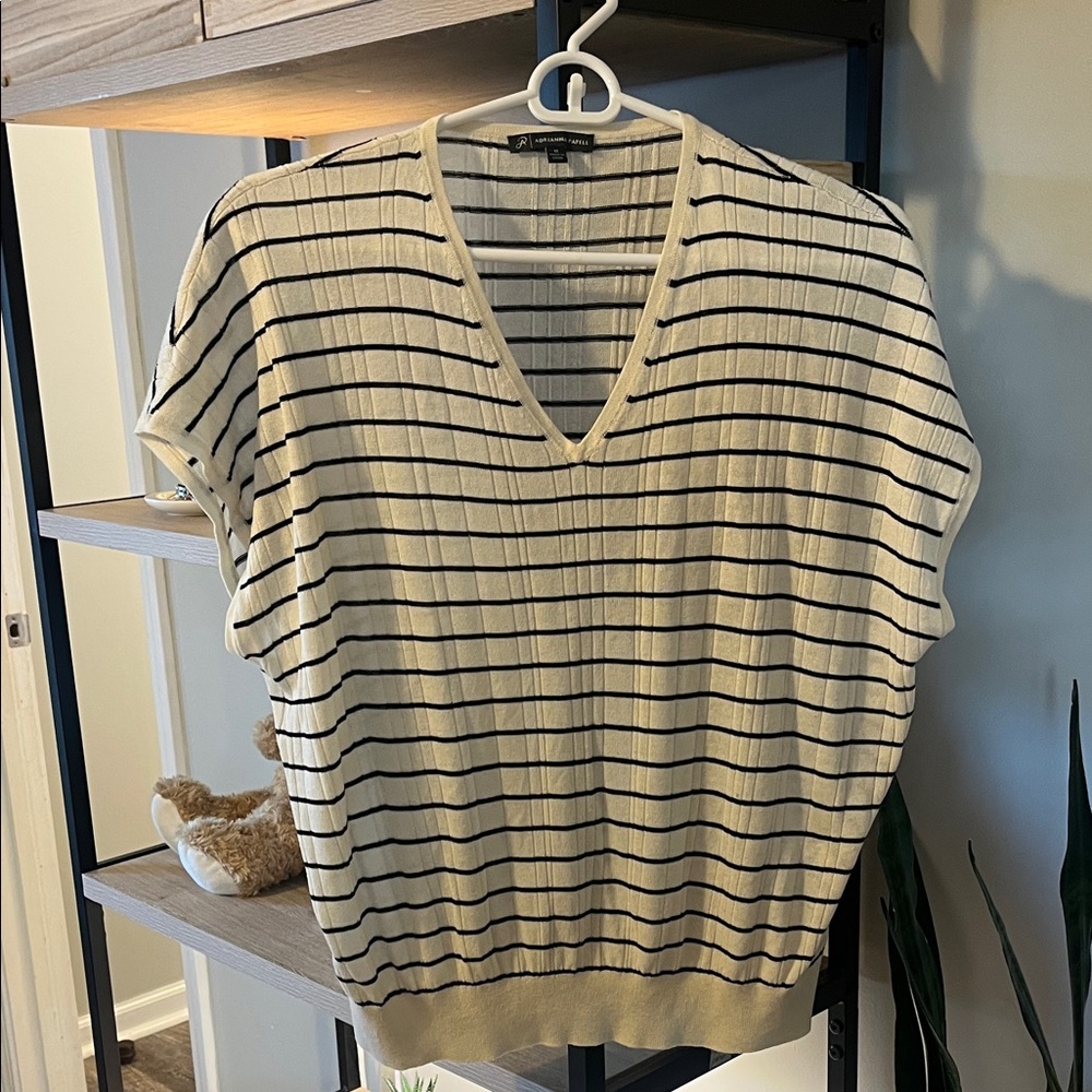 Adrianna Papell Black and White Striped Top